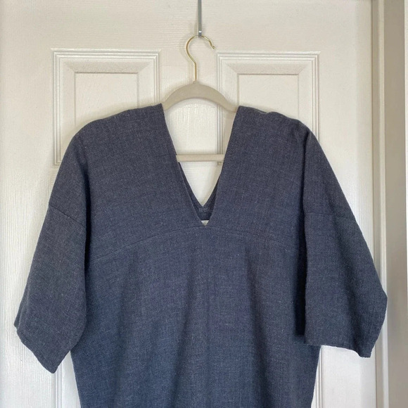 FOG LINEN WORK Gray Dress Shift Lagenlook Boho Peasant Linen Wool One Size Large - Picture 3 of 7